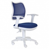 Кресло офисное БЮРОКРАТ CH-W797, пластик белый, спинка сетка синяя, сиденье ткань синяя (TW-10) фото