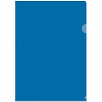 Папка-уголок  А4, пластик, 0.10мм, прозрачная синяя фото